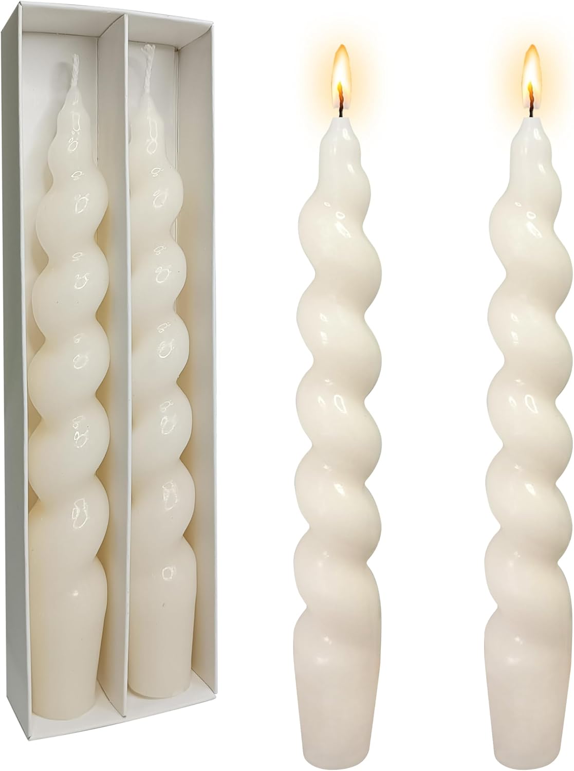 Spiral Taper Candles Stick Curve Unscented White Dinner Candle Twisted Candlesticks for Wedding Home Decor Holiday Relaxation Ambiance & Special Occasions