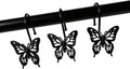 12PCS Decorative Shower Curtain Hooks, Metal Shower Curtain Rings, Rustproof Shower Curtain Hanger for Bathroom, Elegant Butterfly Design (Black)
