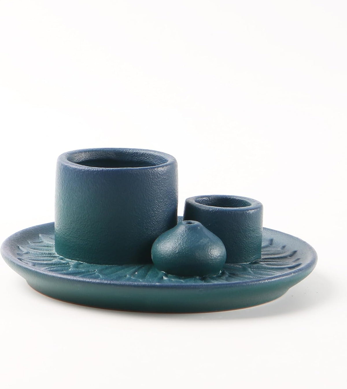 4 in 1 Ceramic Incense Burner, Sage Holder for Burning Bowl, Palo Santo Sticks Holder, Smudge Stick Ash Catcher Tray for Meditation Yoga Room (Blue)