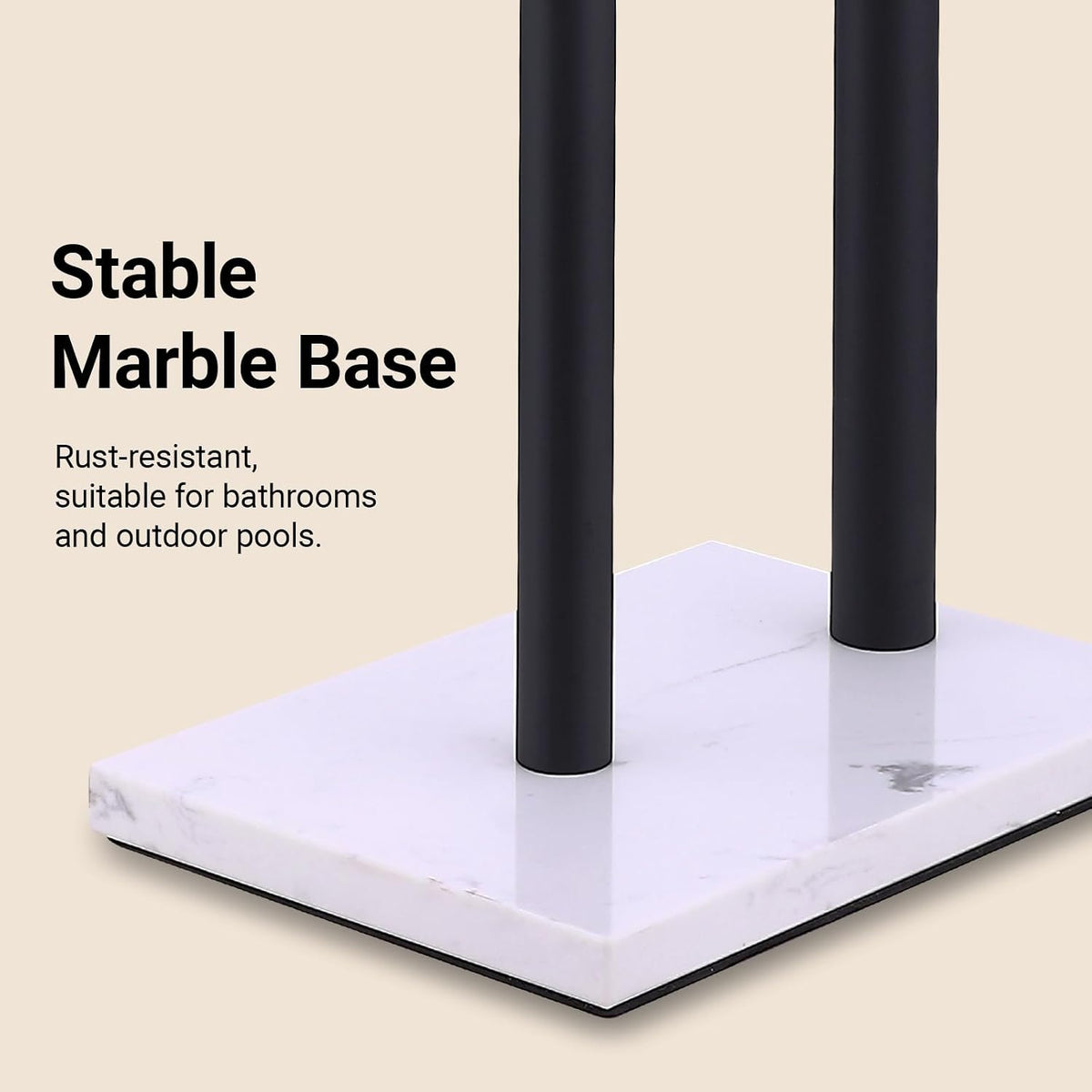 Hoooh Toilet Paper Holder Stand with Weighted Marble Base, Matte Black