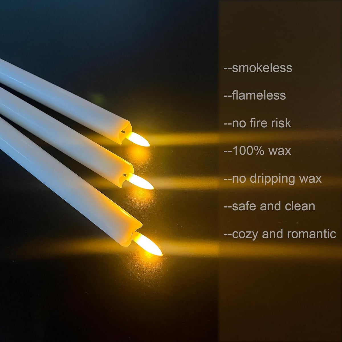 Arora Remote Control Flameless Taper Candles, S/2 3D Flickering Battery Operated LED Window Candles Encased with Real Wax to Light Up Your Home