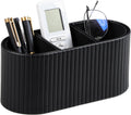 Oval Pen Holder for Desk, Remote Control Holder, Black