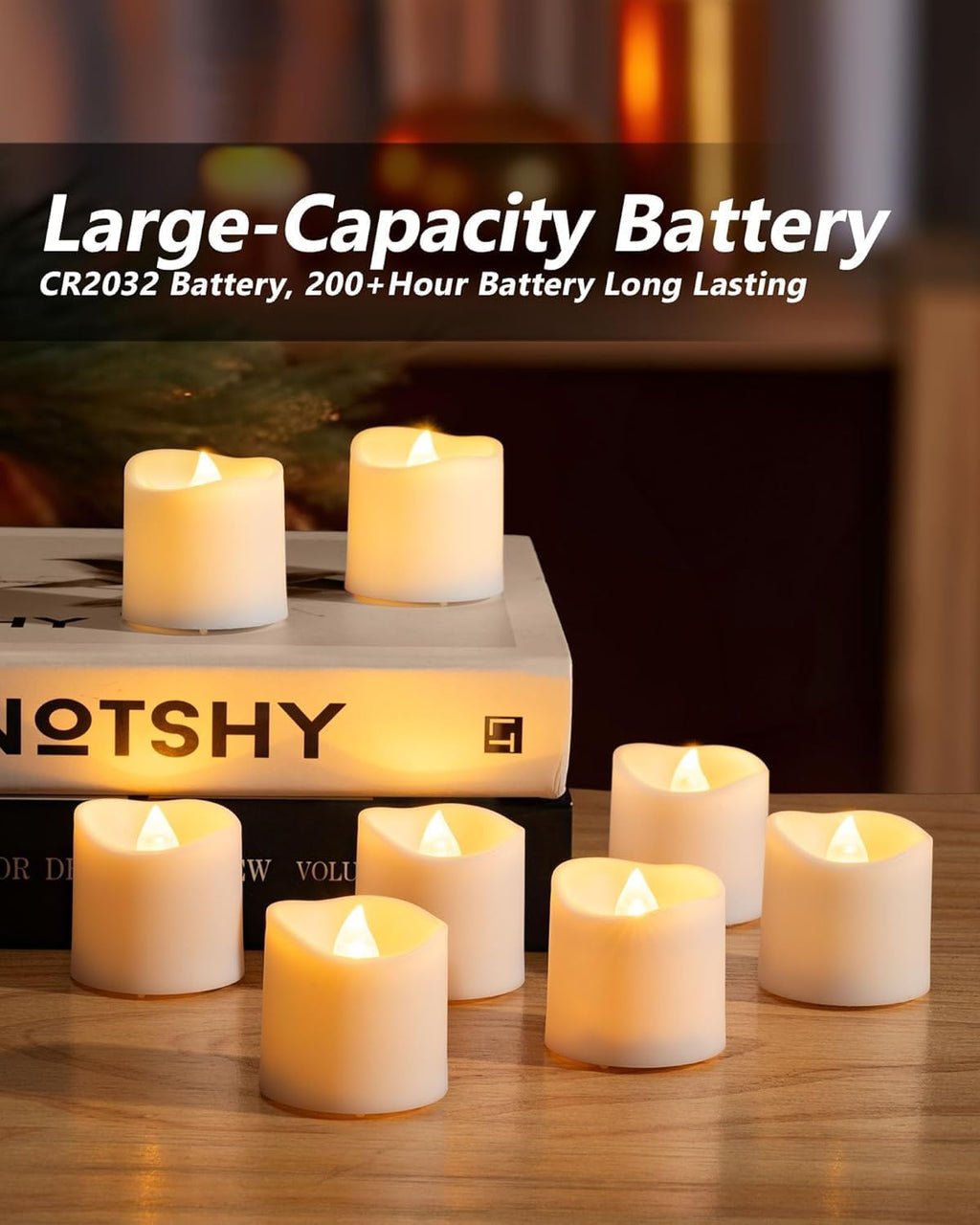 Homemory 50Pack White Flickering Flameless Votive Candles Led Tealights