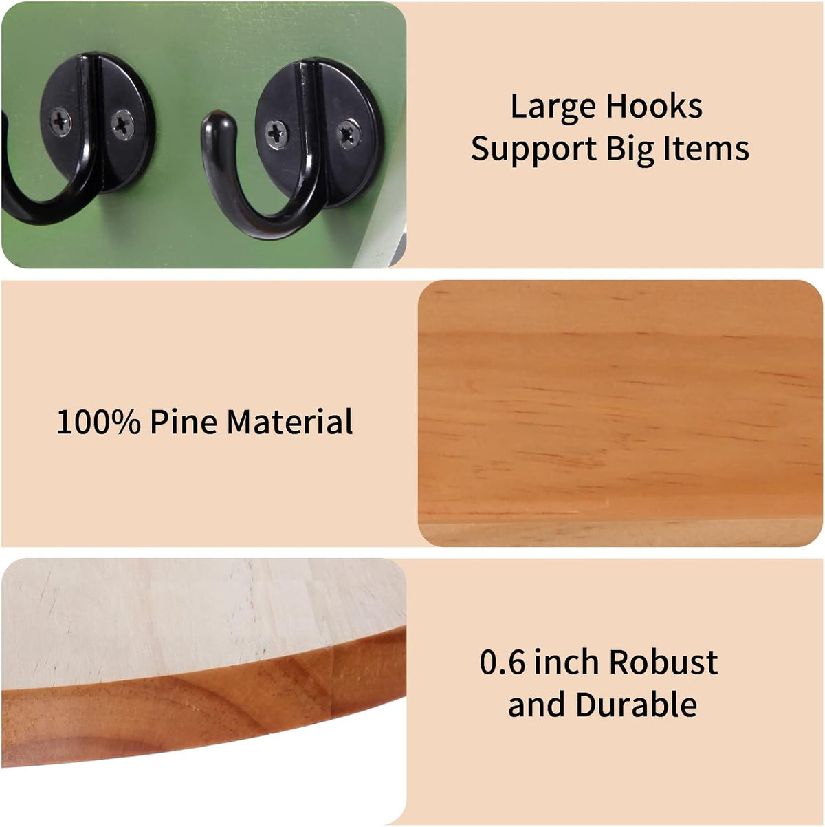 CRAKTH Key and Mail Holder for Wall Decorative, Wooden Boho Key Hanger with Shelf, Unique Two-Tone Circular Design Entryway Key Rack - Brown & Green