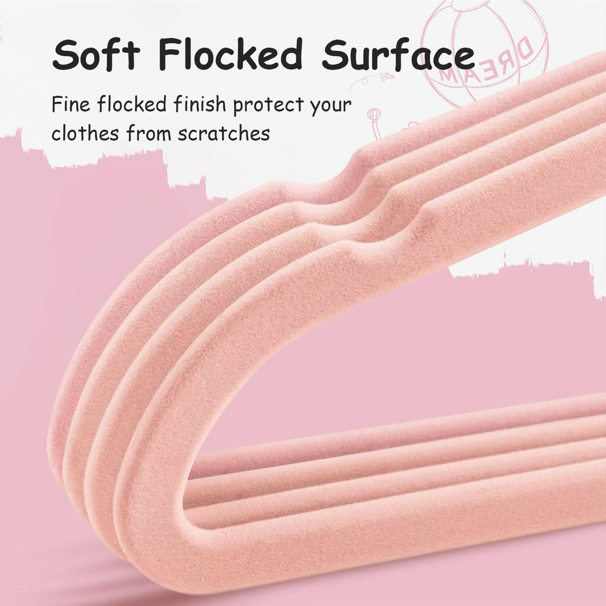 Stormix Kids Velvet Hangers Non-Slip Space Saving Swivel Hook 32 Pack Pink