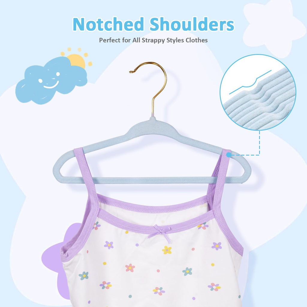 Tonswachic Baby Closet Hanger, Infant&Toddler Felt Hanger,11", Blue,30 Pack