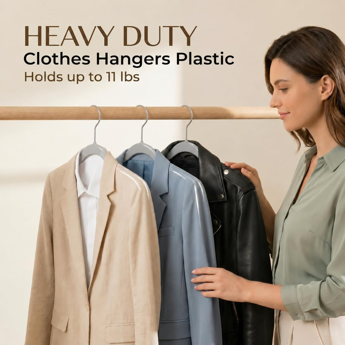 SMARTOR Plastic Hangers 20 Pack - Thin Hangers for Space Saving - Gray