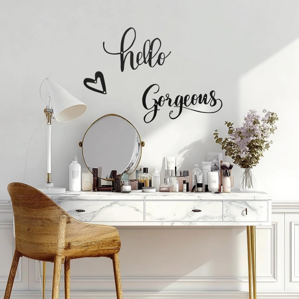 Lylence Hello Gorgeous Girl Wall Art, Metal Women Room Decor Bathroom Decor