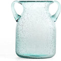 MDLUU Seeded Glass Vase, 4.6" W x 6.7" H, Clear, Double Ear Design, Coastal Modern Style, Perfect for Dining Room, Bedroom, Bathroom