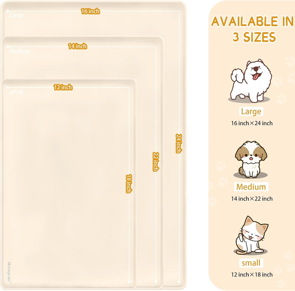 MateeyLife Silicone Cat & Dog Food Mat for Floors Waterproof, Anti-Slip Dog Bowl Mats for Food and Water, Pet Feeding Mats with Lip to Prevent Spills, Pet Placemat for Messy Drinkers to Protect Floors