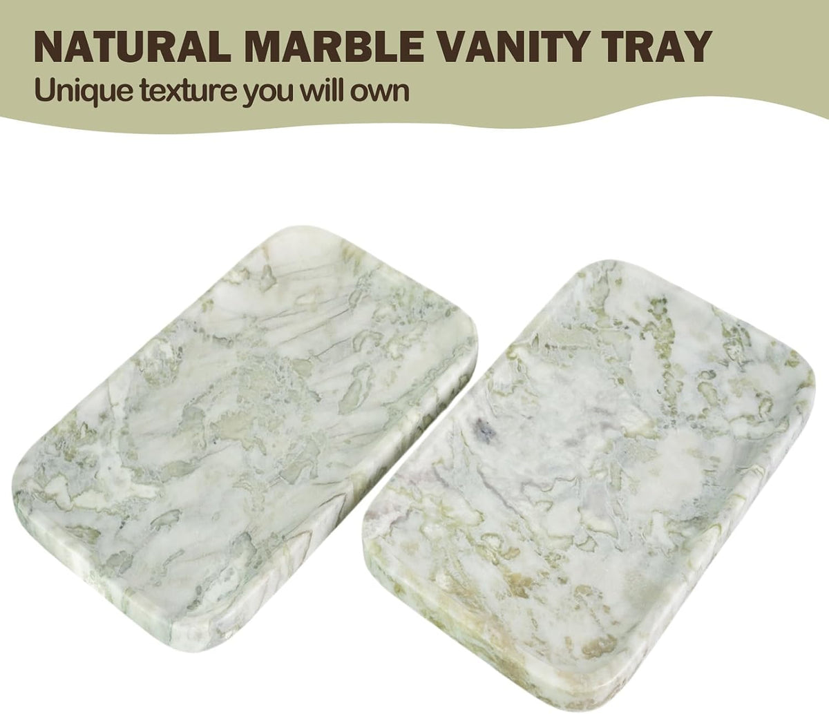 Karibiber Marble Vanity Tray, Large Stone Bathroom Tray for Countertop, 14'' African Gem Genuine Marble Decorative Tray for Dresser, Green Kitchen Trays for Counter,Perfume Storage, Non-Resin/Ceramic