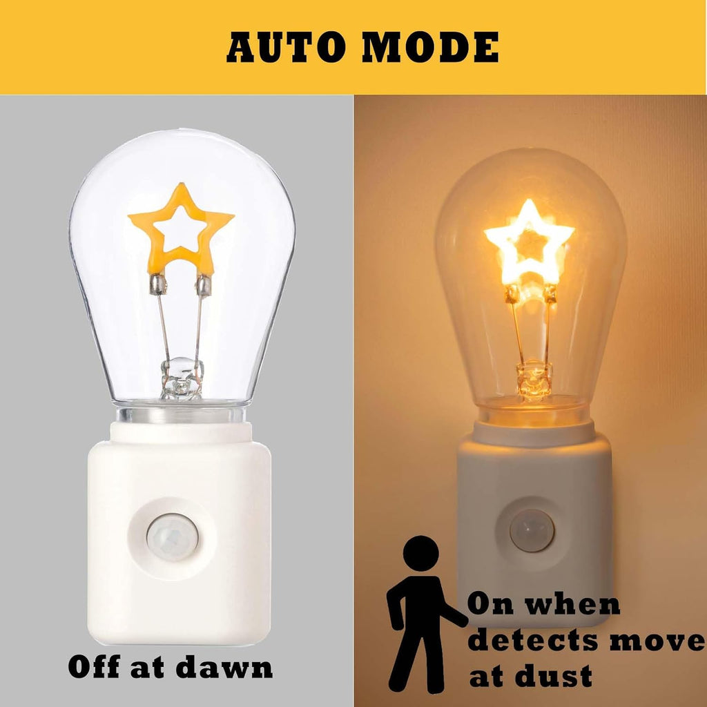 Night Light,Led Night Lights Plug in, Motion Activated Nightlights Bulb Plug into Wall, Warm White, Dusk to Dawn Sensor, Adjustable Brightness 10-100LM, for Bedroom