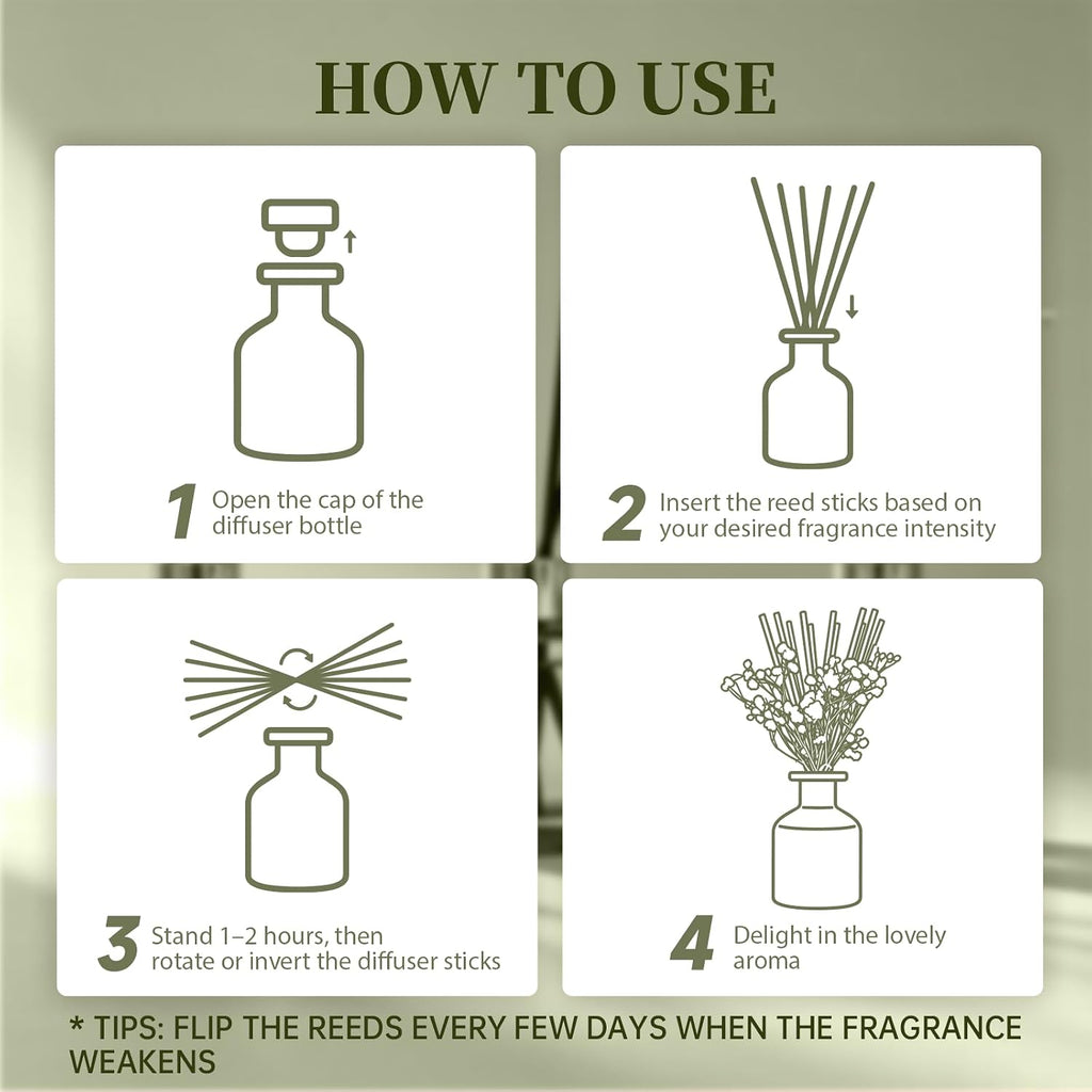 Brakula Reed Diffuser Set, Fresh Linen Scent, 4.06 fl oz Essential Oils