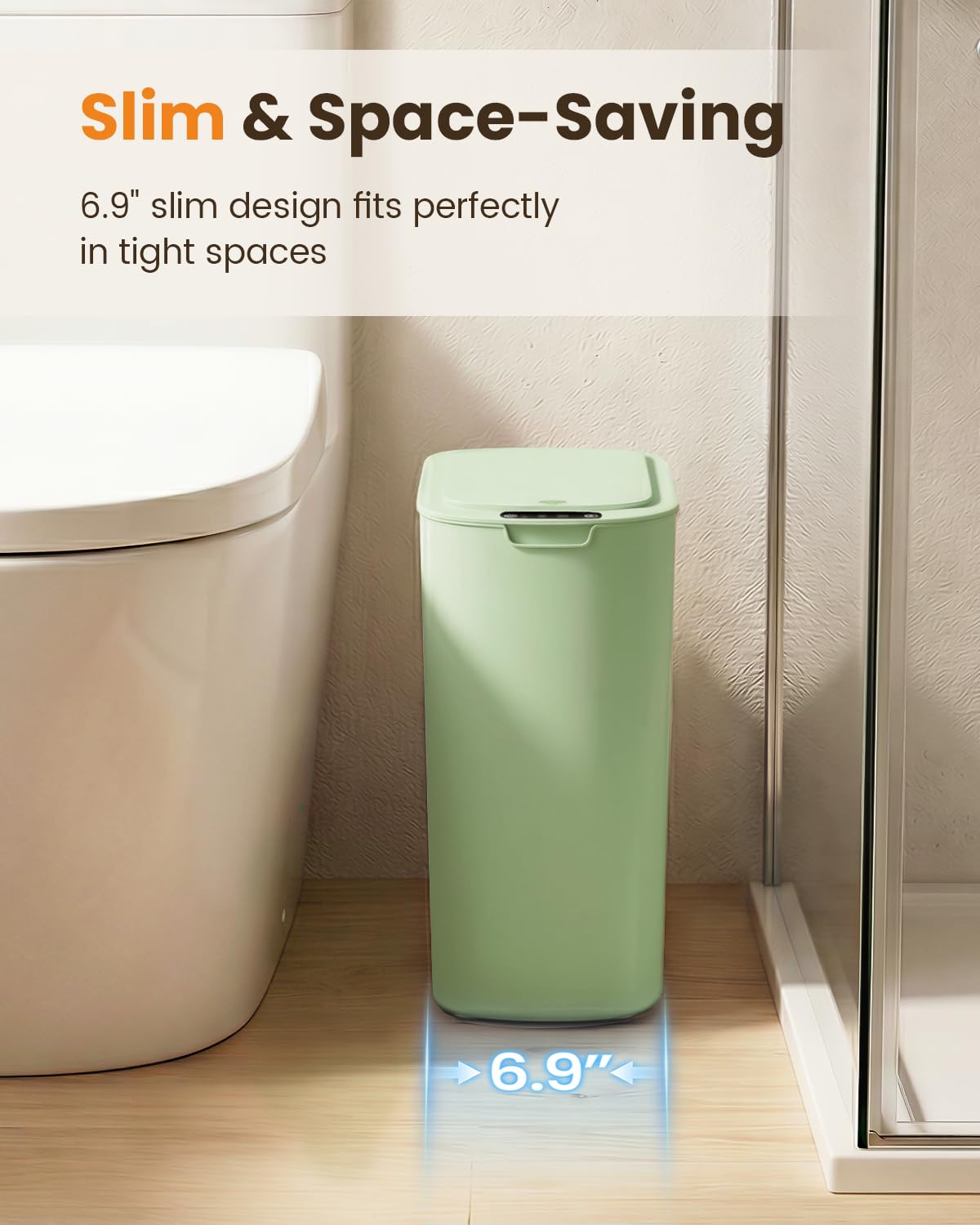 Cesun 5 Gallon Automatic Bathroom Trash Can with Lid, Green, Touchless