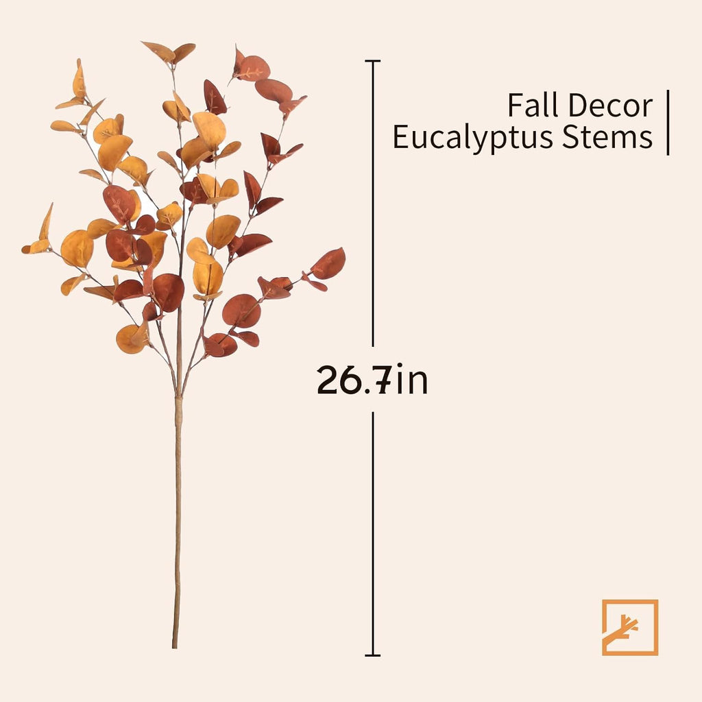 ZIFTY 6Pcs Fall Decor Eucalyptus Stems 26.7" Tall for Home Decorations