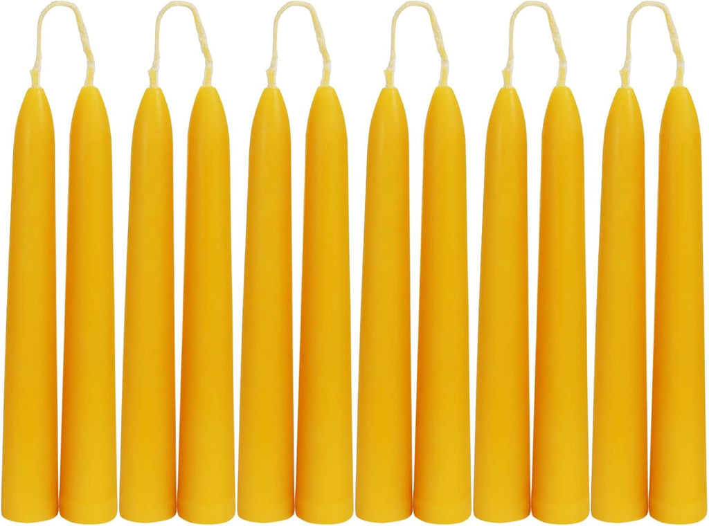 DEYBBY Beeswax Taper Candles, 6 Inch, Unscented, Natural, 12 Pack