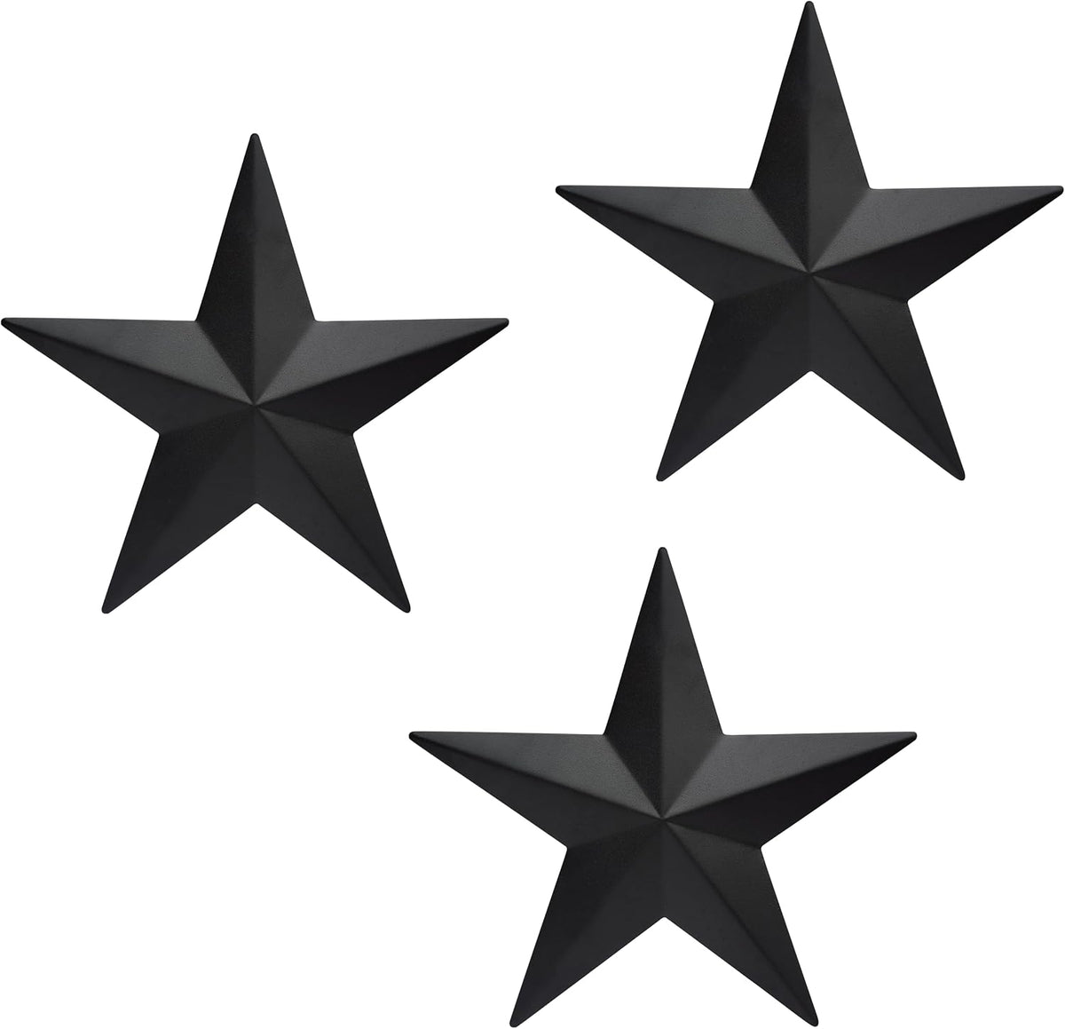 JoyEvy 12" Black Barn Star Wall Decor,Metal Stars Rustic Vintage Western Country Farmhouse Home Indoor or Outdoor Wall Decoration,Texas Stars for House Art Décor(Set of 3)