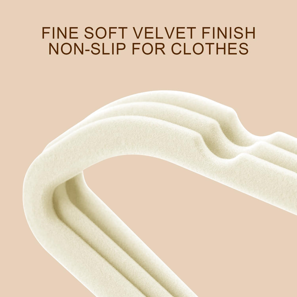 36 Pack Adult Velvet Hangers Non-Slip Shoulder Notches 17.3'' Cream
