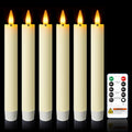 7 Inches Flameless Taper Candles with Remote Timer, Real Wax Ivory Short Led Candlesticks, 3D Wick Light Battery Operated Candlesticks for Christmas Home Wedding Table Decor, 6 Pcs