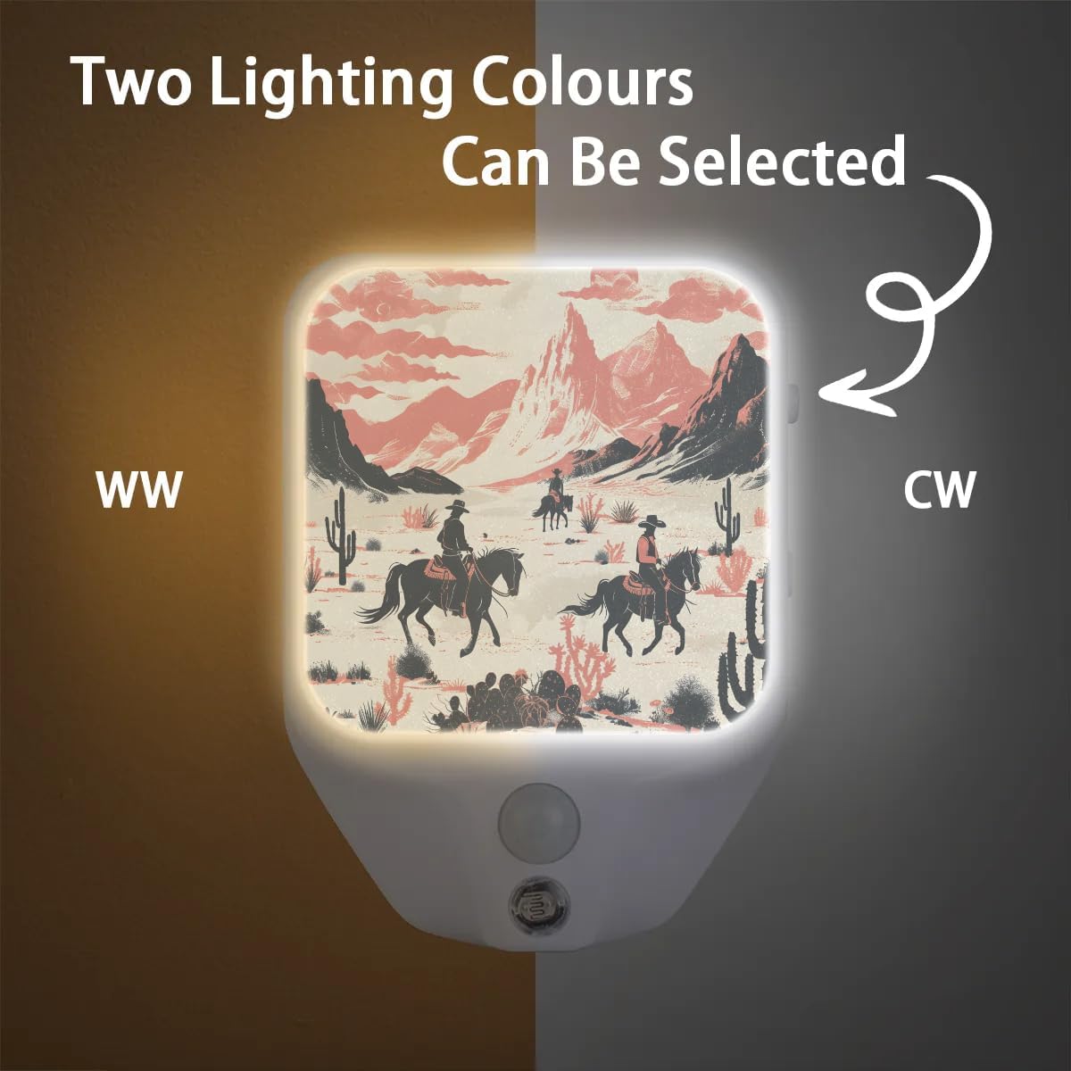 Honeybaby Motion Sensor Night Lights Western Cowboy Desert Nightlight Plug in Dusk to Dawn Motion Sensor Light Indoor LED Lights for Room Home Improvement
