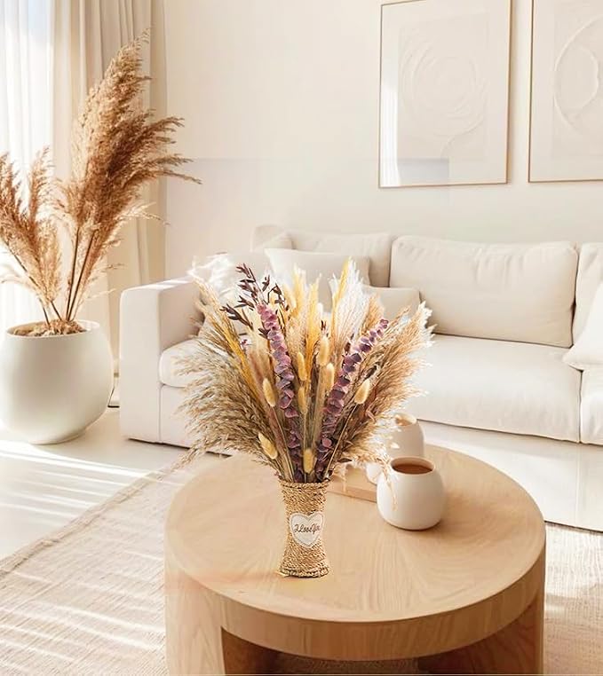 8 Kinds Natural Fall Dried Pampas Grass Flowers Bouquet, Autumn Floral