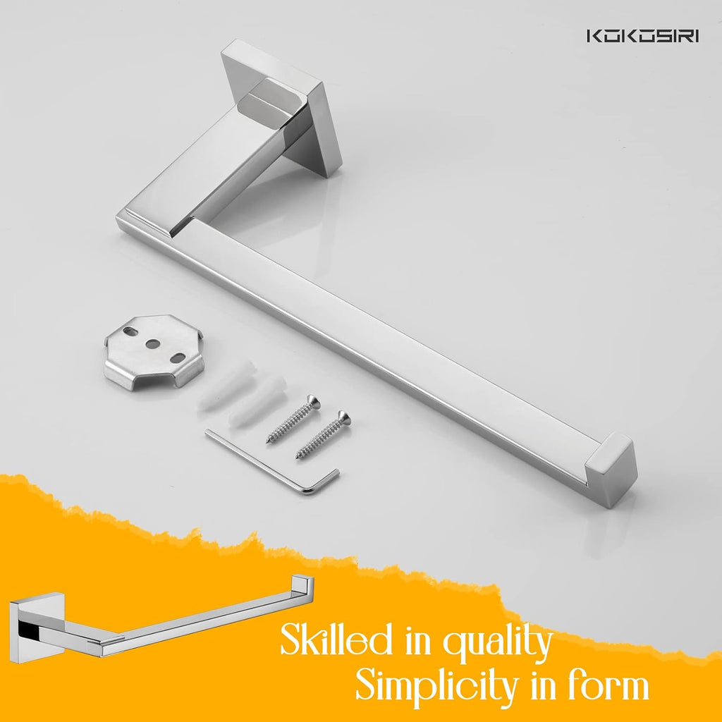 KOKOSIRI Hand Towel Bar Chrome Towel Ring Holder for Bathroom Hardware Organization and Storage Wall Mount Heavy Duty, Polished Stainless Steel B3006CH