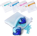 4 Pack Laundry Pod Bags with Zipper, Reusable Mesh Wash Bags for Anti-Sticking & Stain Prevention, Secure Holder for Detergent Pods & Scent Beads, Washer Safe Delicates Laundry Aid
