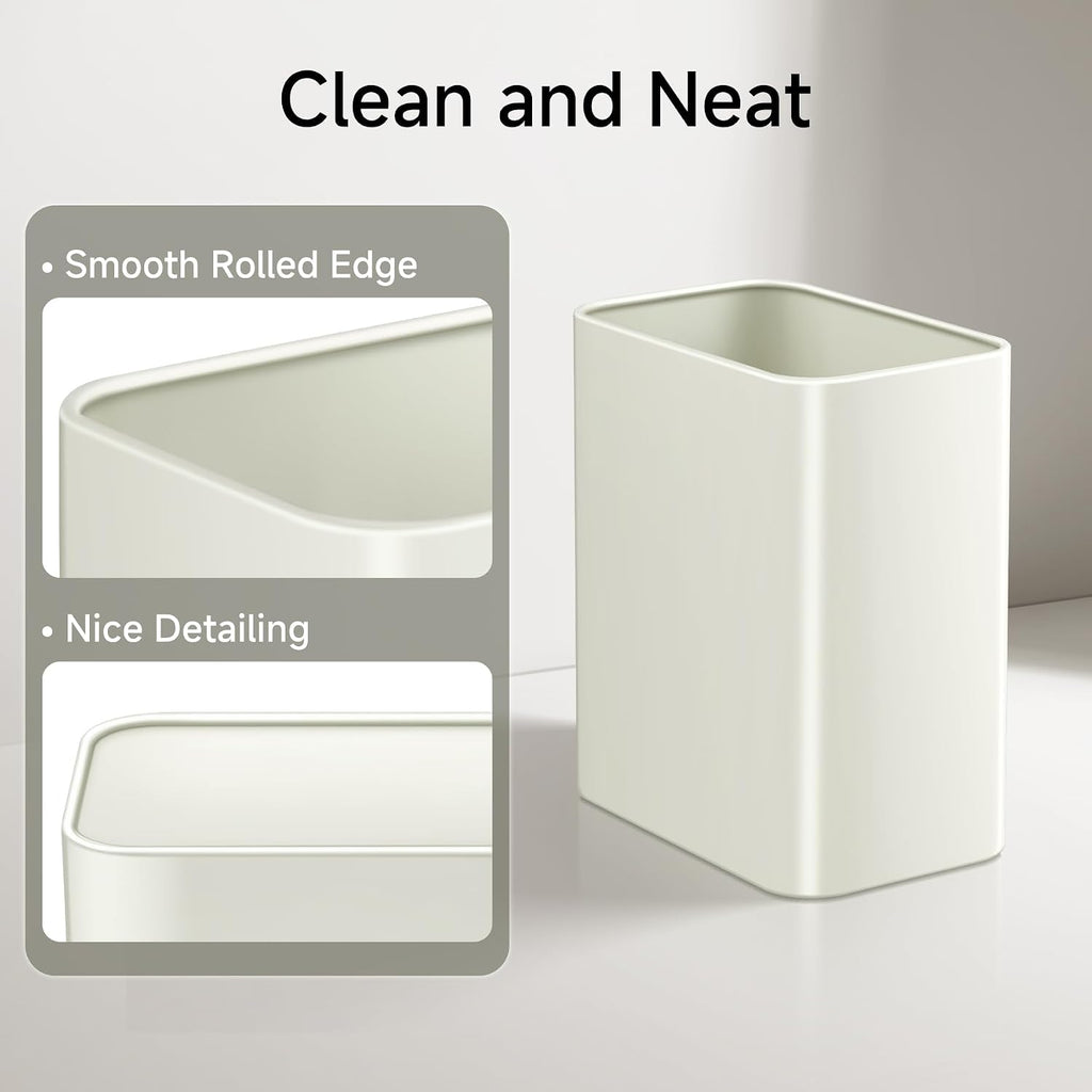 TIPGO Small Bathroom Trash Can, 2.1 Gallons, Under Sink Wastebasket, Cream