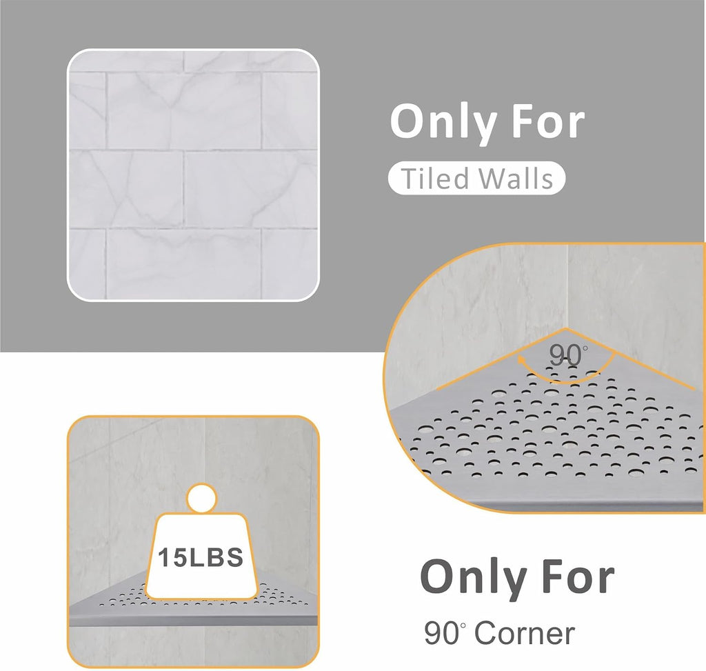 WELLUP Corner Shower Shelf Brushed Nickel 2 Pack,10" Shelf for Tiled Wall