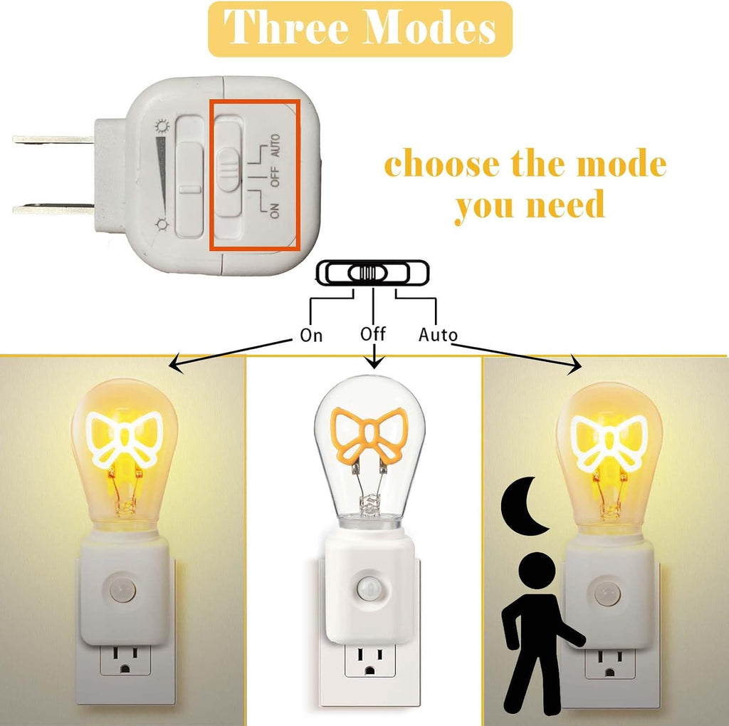 Motion Sensor Night Light Plug in, Dimmable 2200K Ultra Warm White, Filament Nightlight for Bedroom, Hallway and Stairway, Gift for Women, 1 Pack