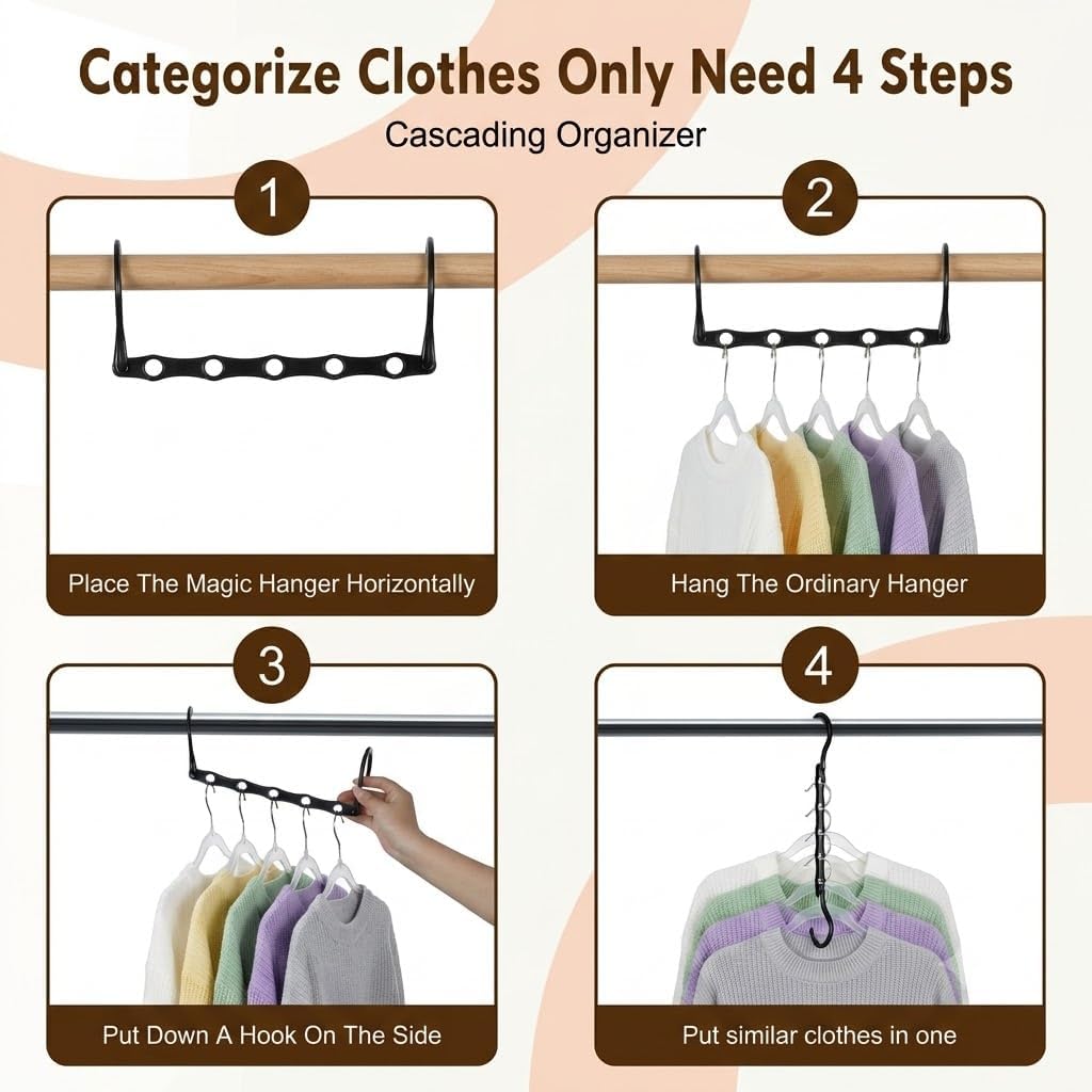 HOUSE DAY Closet Organizers and Storage 8 Pack - Black, Saving Closet Space