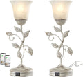 Set of 2 Rustic Touch Table Lamps for Bedroom 2 USB C+A