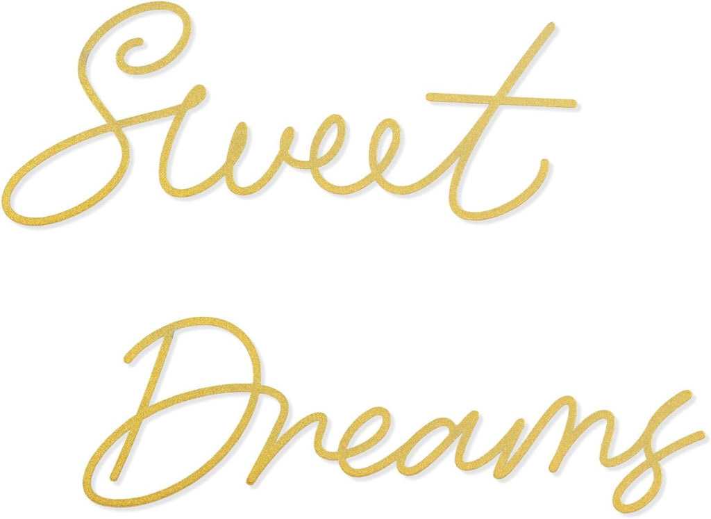 Zzbakress Sweet Dreams Wall Decor Above Bed, Metal Bedroom Above Bed Wall Decor, Rustic Farmhouse Bedroom Wall Hanging Signs Wall Art Decor for Women (Gold, Farmhouse)