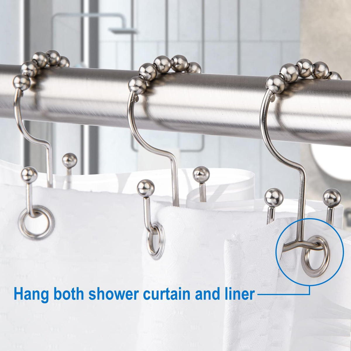 TOPROD Shower Curtain Hooks Rings Shower Curtain Hangers for Bathroom Hooks