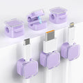 Cord Organizer for Desk, 6 Pack Magnetic Cable Clips Holder for Nightstand, Strong Adhesive Wire Organizer Keeper Phone Cord Holder for Office Car Home Kitchen Appliances Wall, Clear Purple