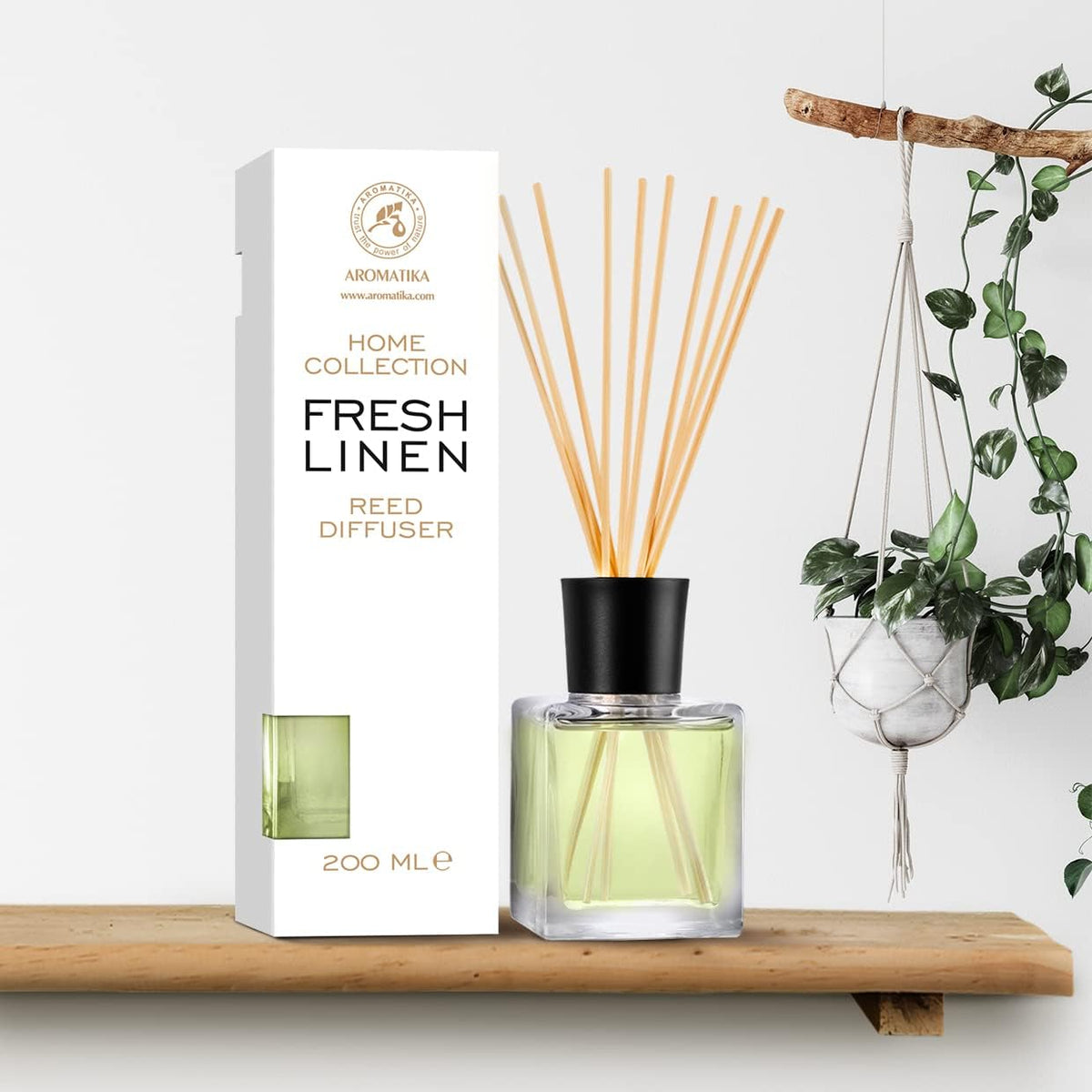 Reed Diffuser Fresh Linen 6.8 Fl Oz - Scented Reed Diffuser - Gift Set with Bamboo Sticks - Best for Aromatherapy - SPA - Home - Office - Fitness Club