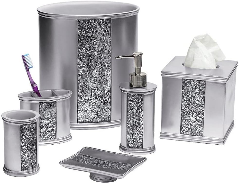 Zahari Home Sinatra Bath Tooth Brush Holder Modern Tooth Brush and Toothpaste Holder, Silver