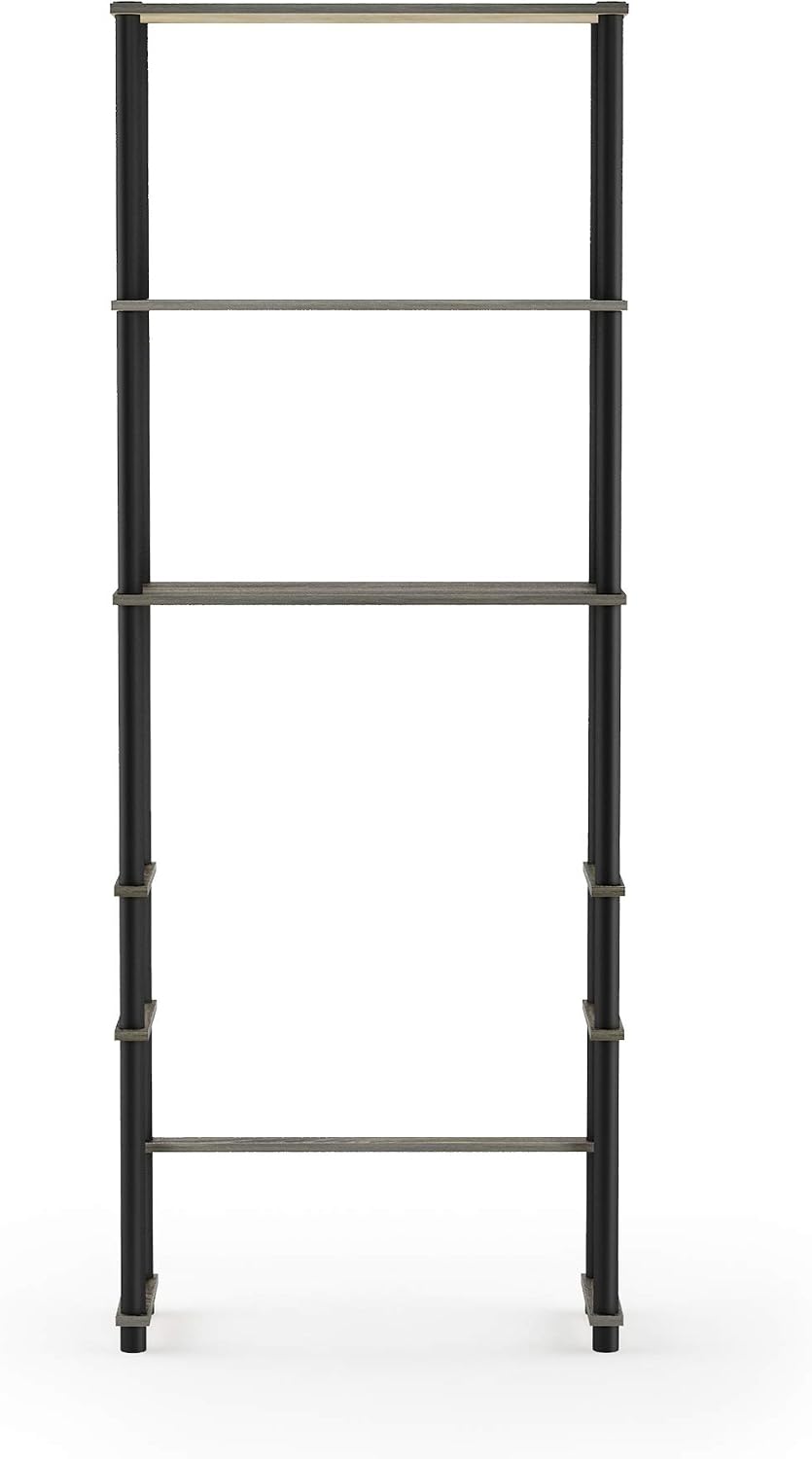 Furinno Turn-N-Tube with 3 Shelves Toilet Space Saver, French Oak Grey/Black