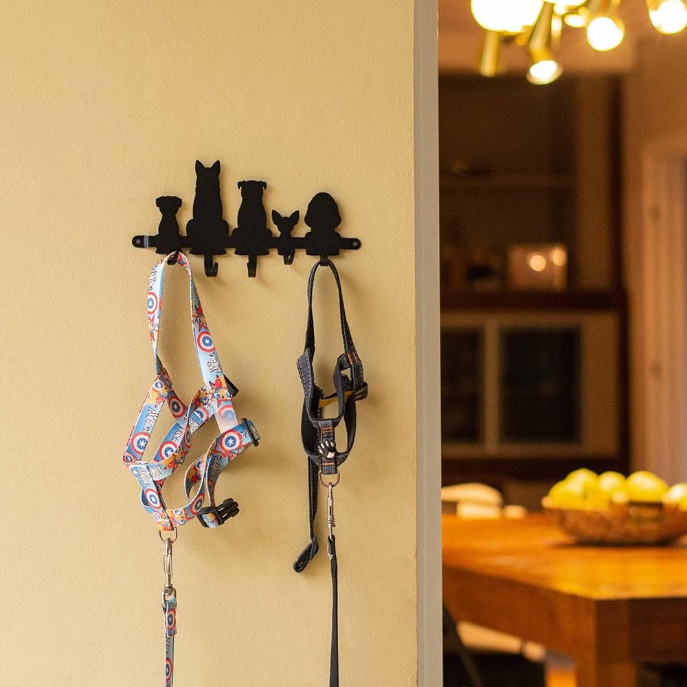 GEGUTON Dogs Design Wall Mounted Key Holder, Steel, Black
