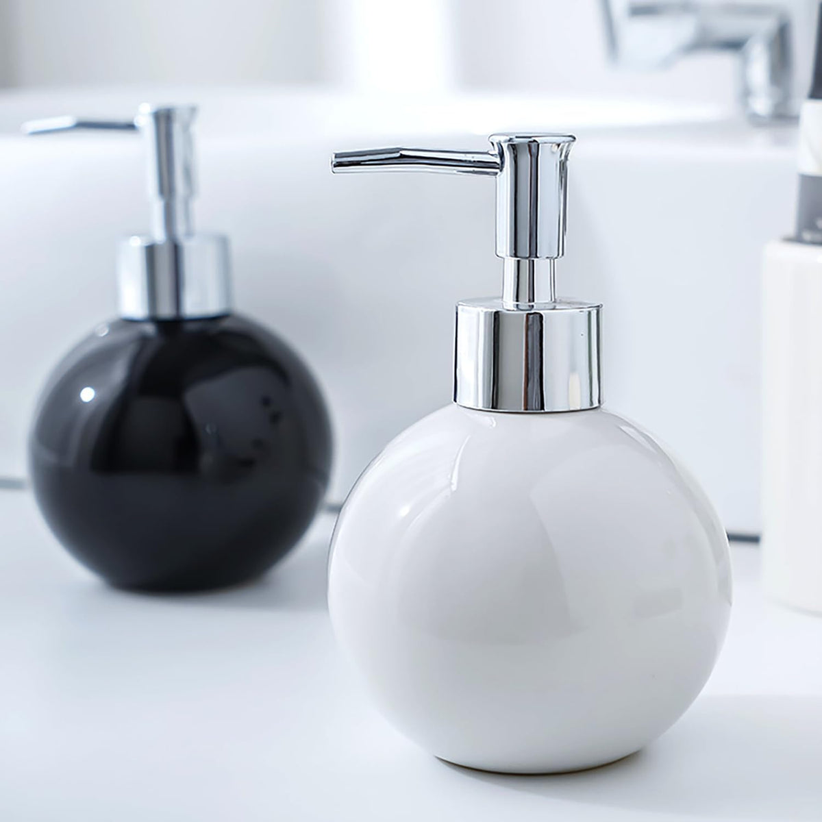 18 Oz Ceramic Soap Dispenser with Rust Proof Pump,Ball Shaped Decorative Modern Minimalist Refillable Hand Lotion Pump Bottle,Hand Soap Dish Soap Dispenser for Kitchen Bathroom (Color 8)