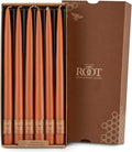 Root Candles 12-Count Unscented Taper Candles Smooth Hand-Dipped Dripless Beeswax Enhanced Boxed Candle Set, 12-Inch, Rust