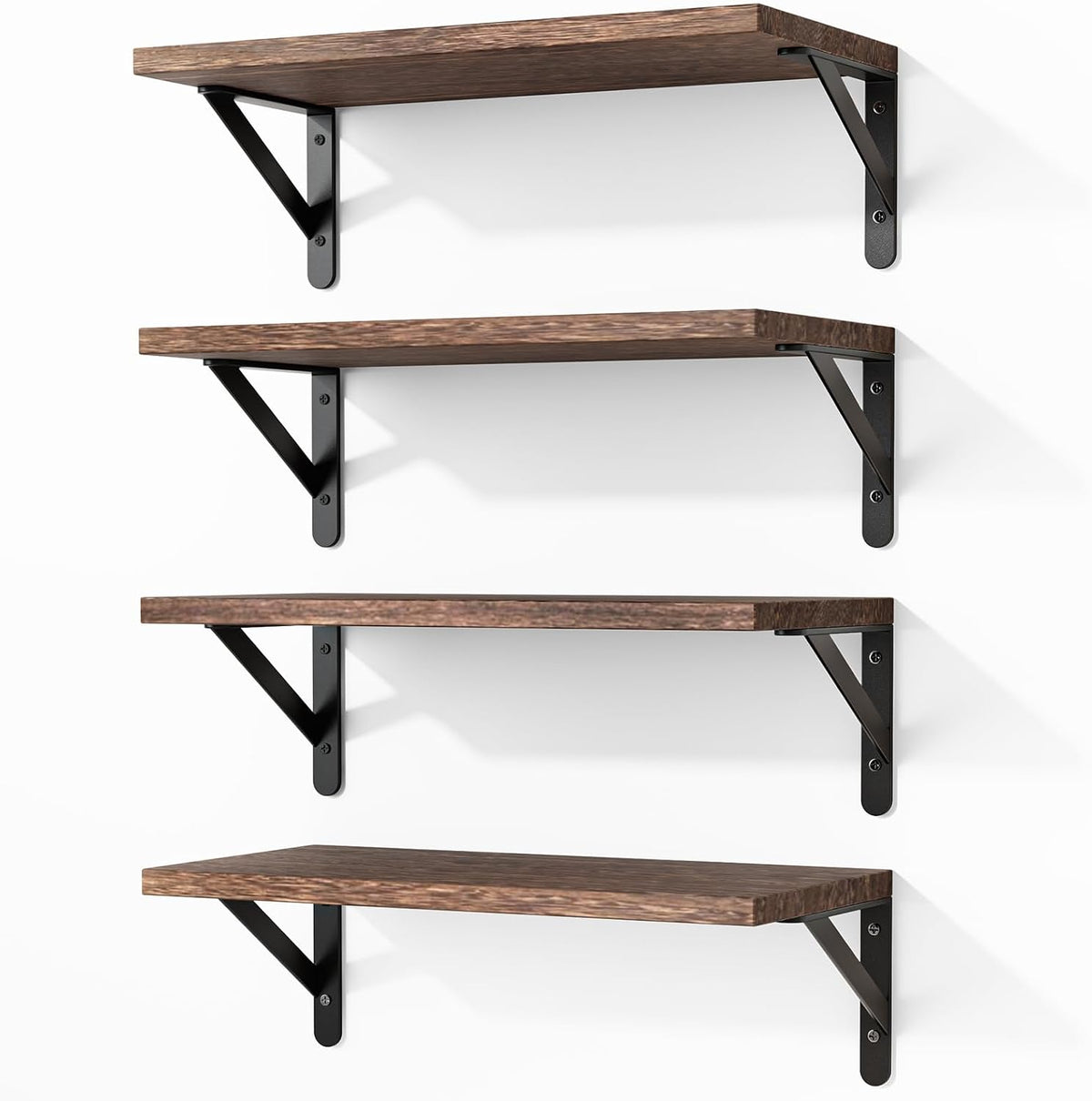Fixwal Wall Floating Shelves for Home Decor (Brown, Set of 4, 16.5 Inch)