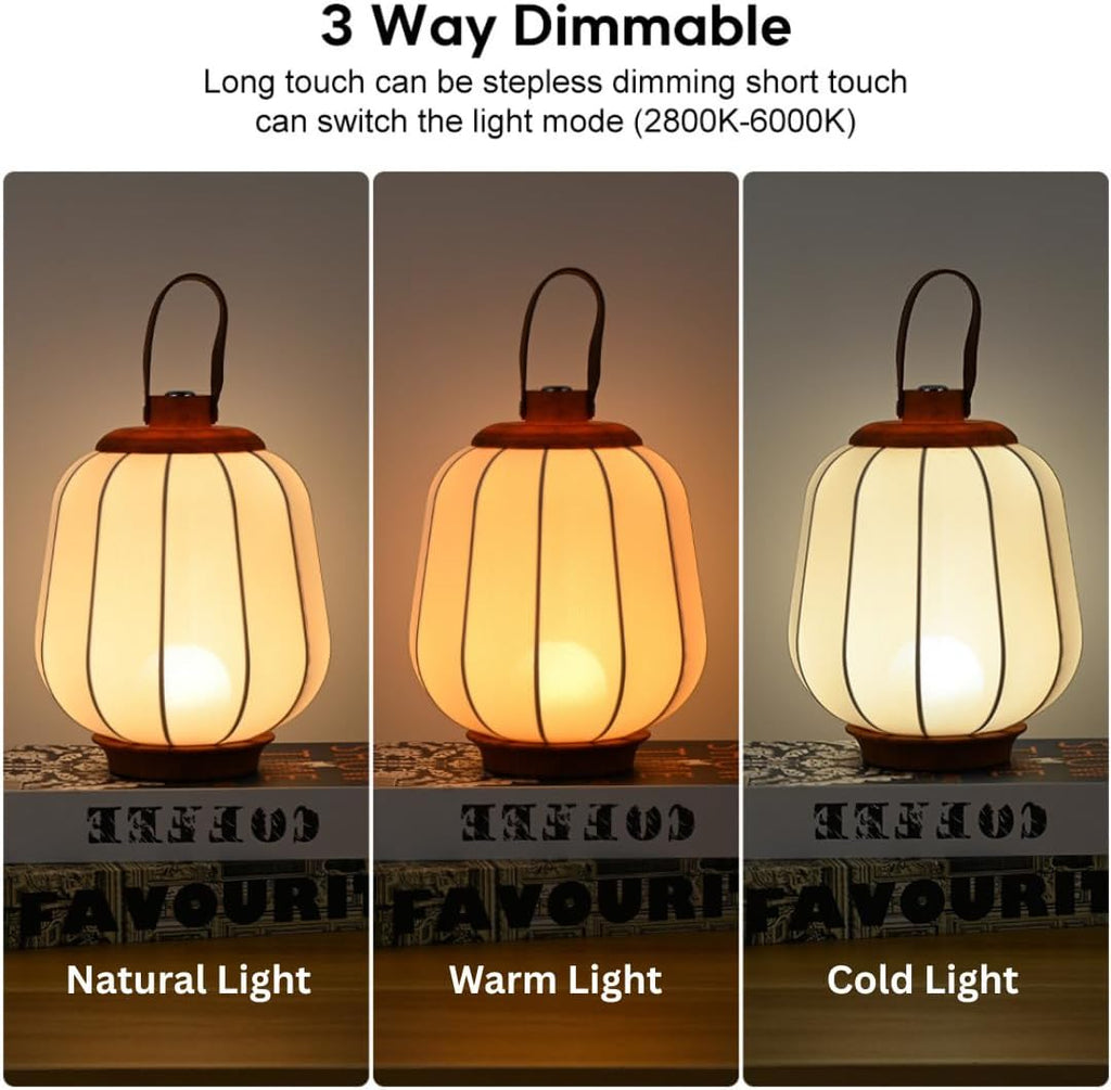 Cordless Rechargeable Lantern Table Lamp Indoor Outdoor Dimmable Touch LED
