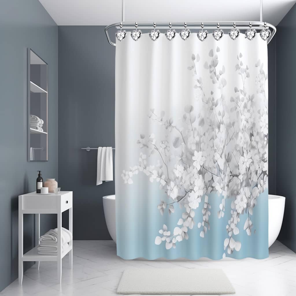 Diamond Shower Curtain Hooks, 12-Pack Heart Shaped Crystal Shower Rings, Decorative Bathroom Hangers for Valentine's Day, Bling Clear Fancy