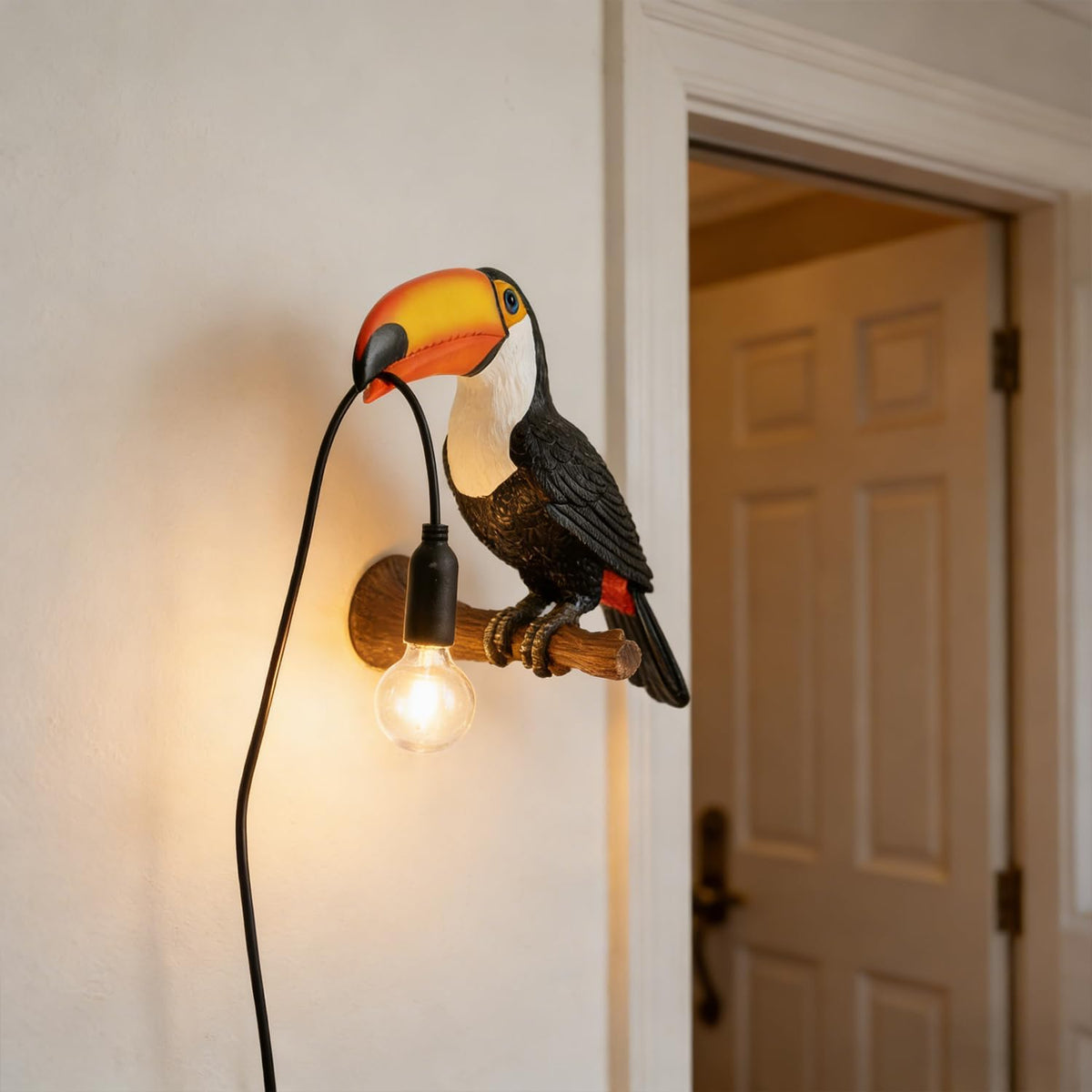 NorDiem Right Toucan Plug-in Wall Sconce,Resin Bird E12 Bulb,Boho Decor