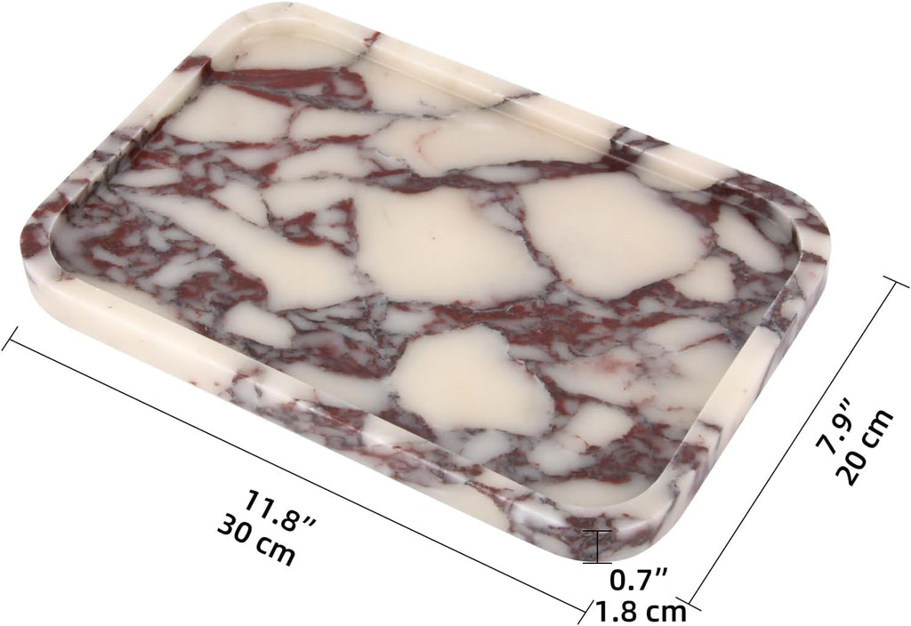 Marble Bathroom Vanity Decorative Tray, Calacatta Viola, 12 * 8 * 0.8