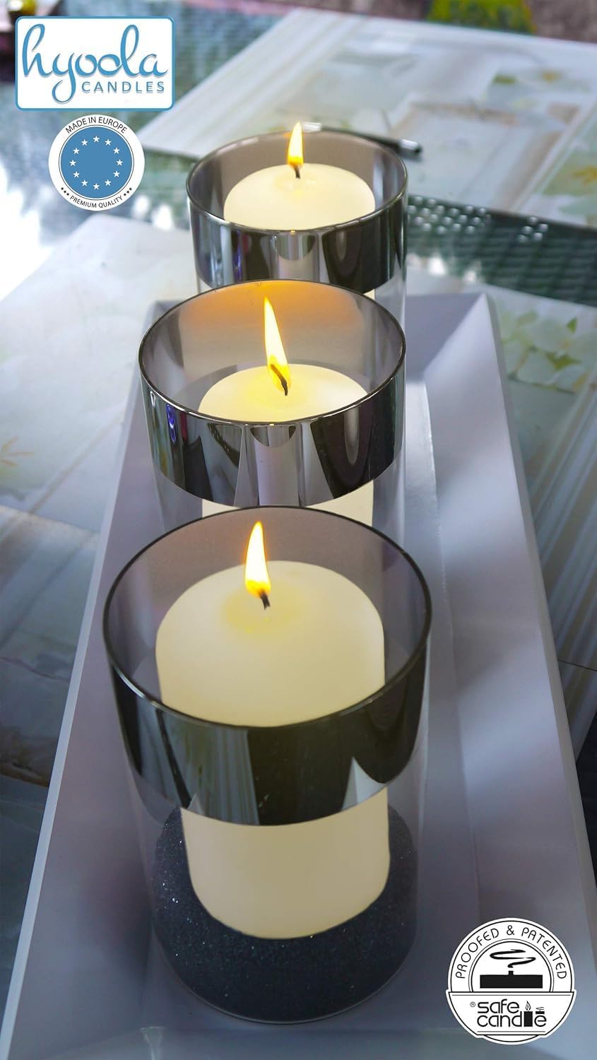 HYOOLA Ivory Pillar Candles 2x4 Inch - 12 Pack Unscented Bulk Pillar Candles - European Made