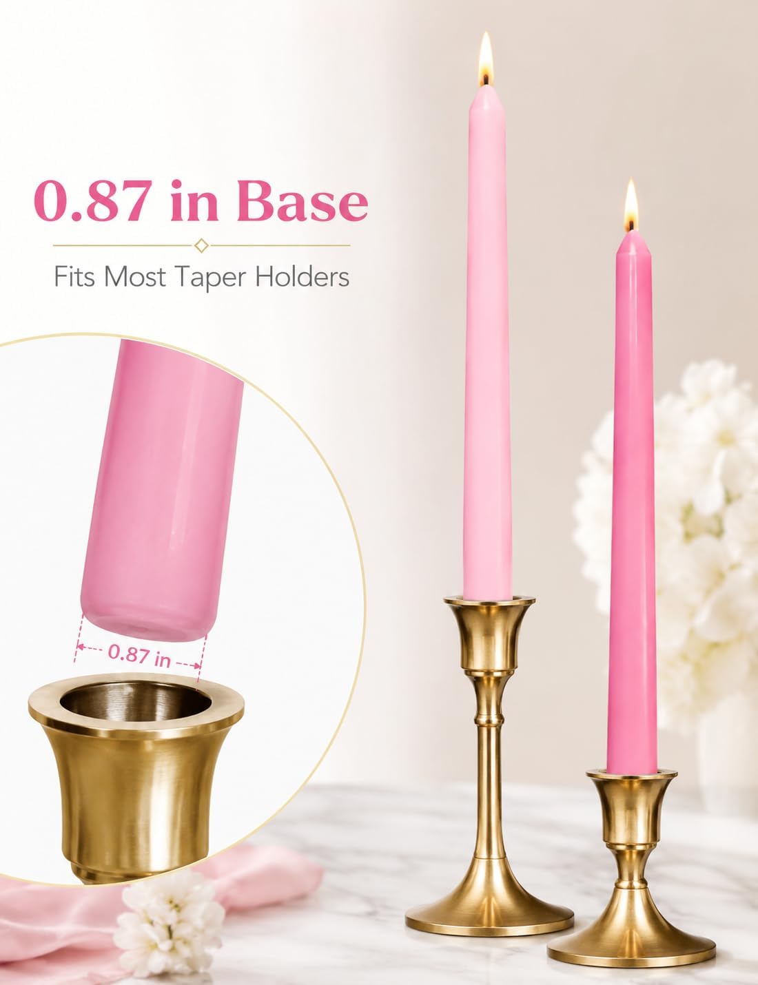 Gradient Hot-Pink Taper Candles for Wedding Valentine's Day