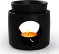 WD&CD Wax Melt Ceramic Oil Burner Black, Aroma Diffuser Essential Oil Burner Aromatherapy Wax Burner with Tealight Holder, Home Bedroom Decor