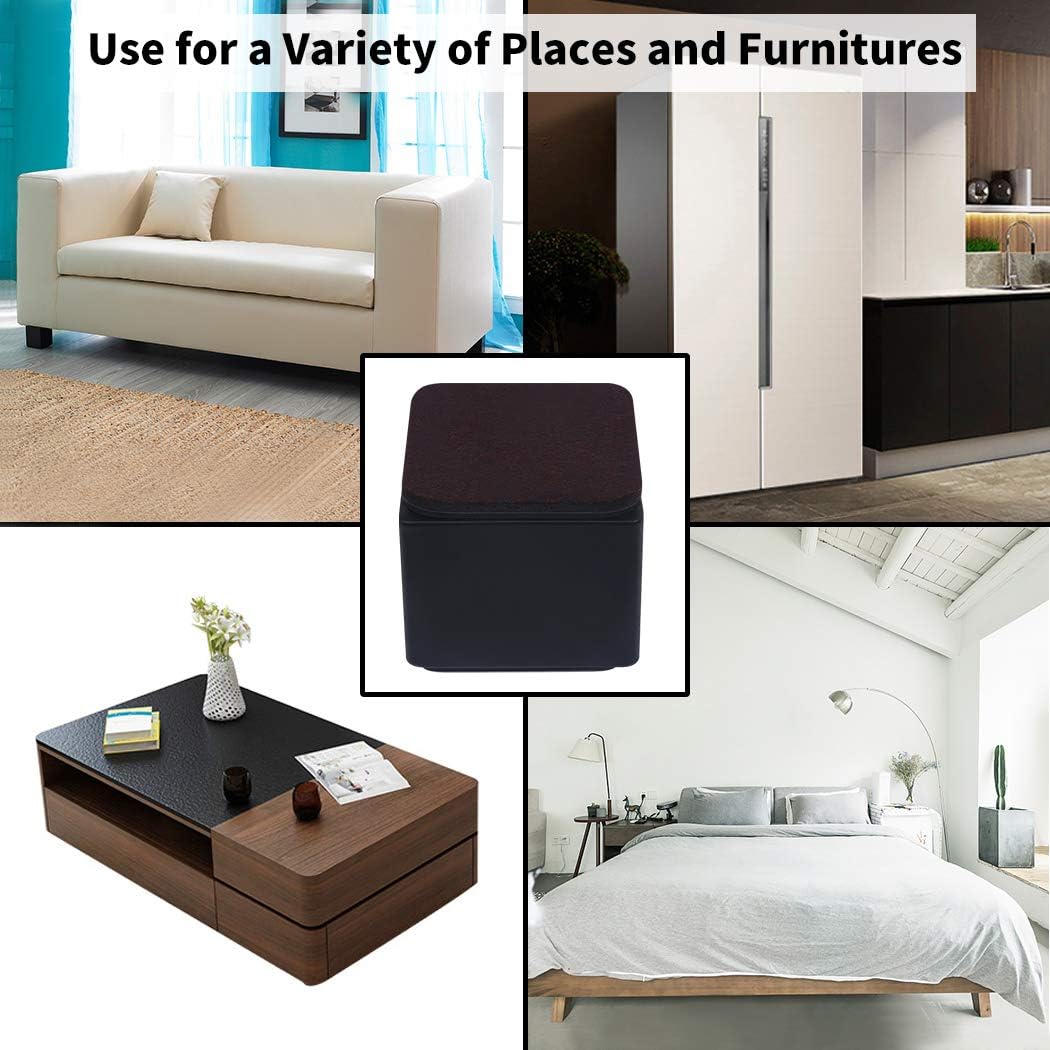 Ezprotekt 2 Inch Bed Riser - Solid Steel Self Adhesive Furniture Riser or Bed Lift, Creates an Additional 2 Inches of Height for Table, Chair, Desk or Sofa (4Pack,2 Inch Black)